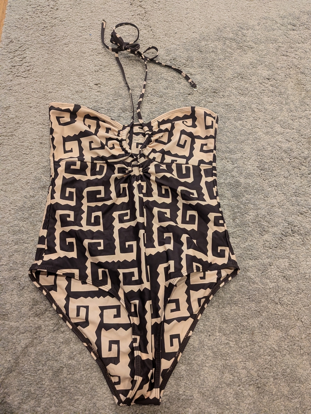 Faithfull the Brand Black and Cream Geometric One-Piece